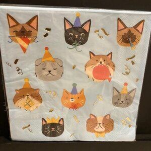 Unique: 16ct Cat Napkins 2PLY * PAWTY TIME BIRTHDAY *FOR ANIMAL'S ONLY*
